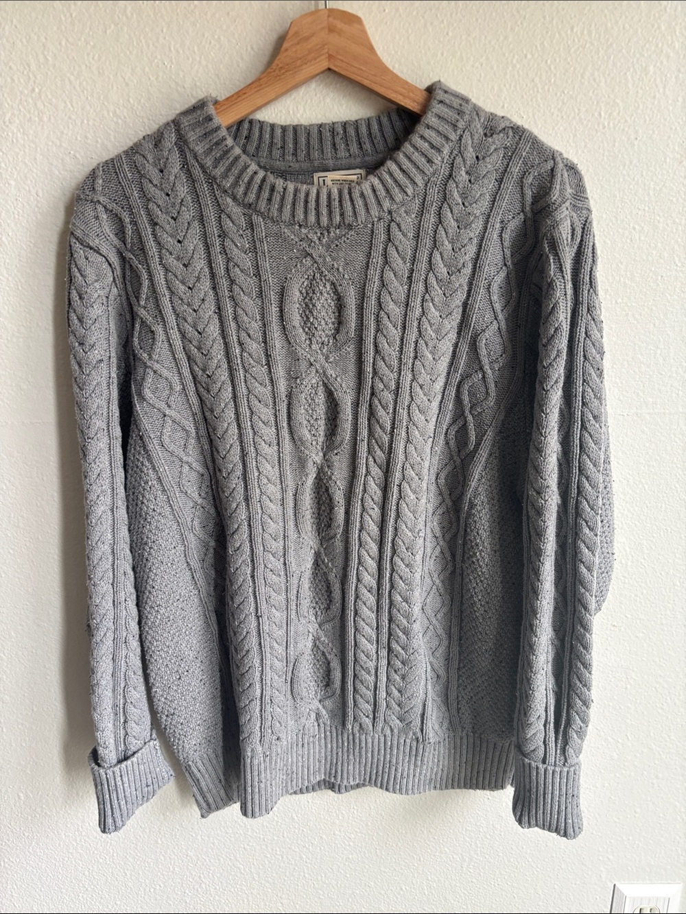 L.L. BEAN Mens Heritage Organic Cotton Fisherman Sweater Crewneck L Large